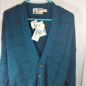 VTG London Fog NWT teal Cardigan men’s medium